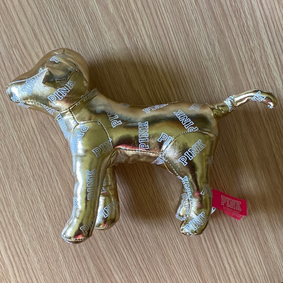 PINK Victoria's Secret Other - Victoria’s Secret Pink Gold Foil Dog Plush Shiny